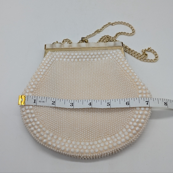 Vintage Cream Gold Small Adjustable Strap Clutch Purse - Picture 9 of 10